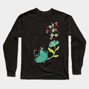 cute little peacock, bohemian design Long Sleeve T-Shirt